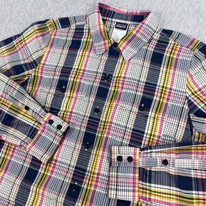 Patagonia Overcast Shirt Womens 8 Plaid Long Sleeve Roll-Tab Nylon Tencel Hiking